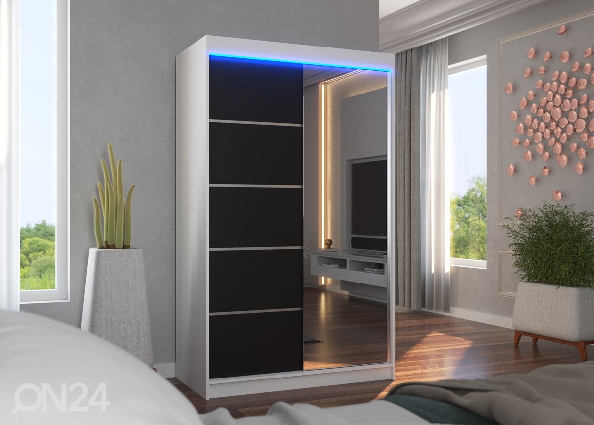 Lükandustega riidekapp 120 cm + LED suurendatud