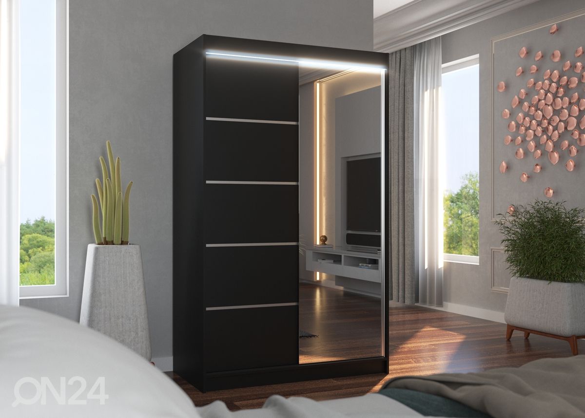 Lükandustega riidekapp 120 cm + LED suurendatud
