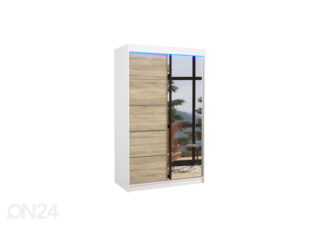 Lükandustega riidekapp 120 cm + LED suurendatud