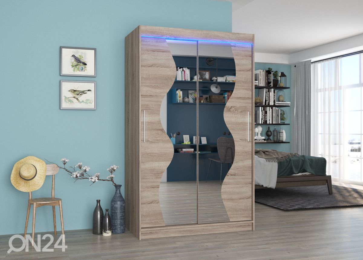 Lükandustega riidekapp 120 cm + LED suurendatud