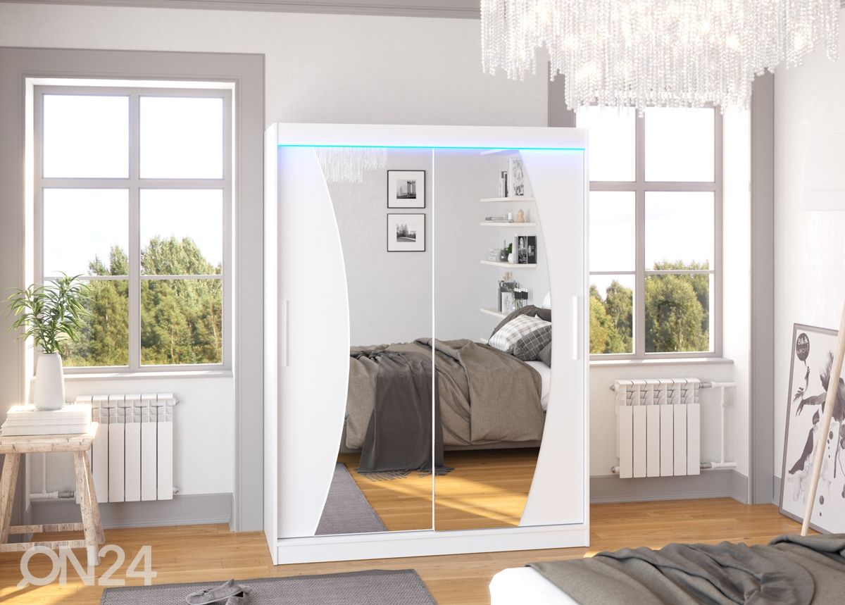 Lükandustega riidekapp 150 cm + LED suurendatud