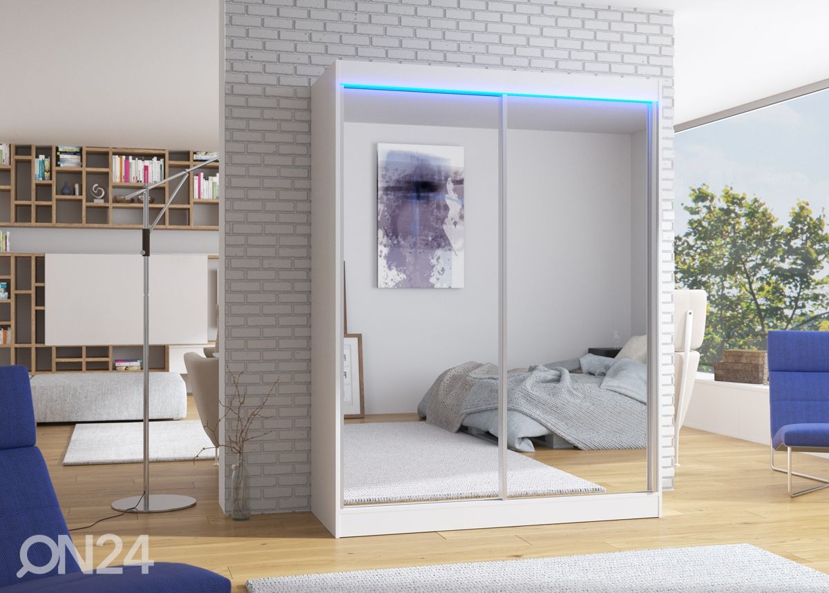 Lükandustega riidekapp 150 cm + LED suurendatud
