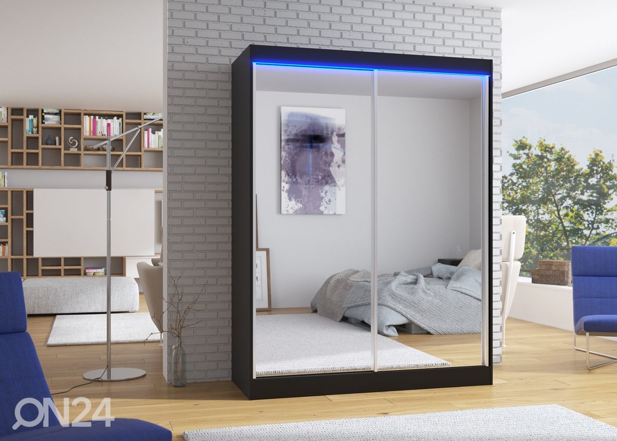 Lükandustega riidekapp 150 cm + LED suurendatud