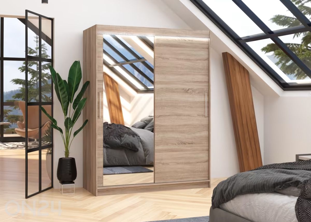 Lükandustega riidekapp 150 cm + LED suurendatud