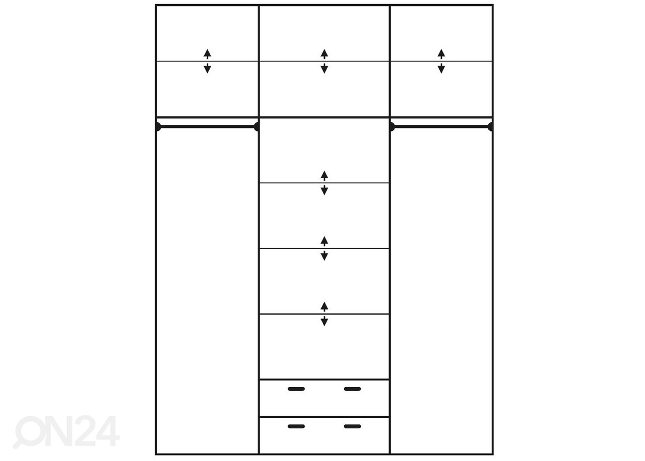 Lükandustega riidekapp 180 cm suurendatud