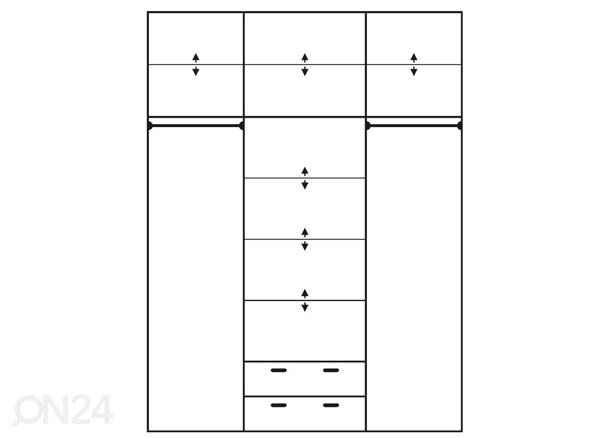 Lükandustega riidekapp 180 cm suurendatud