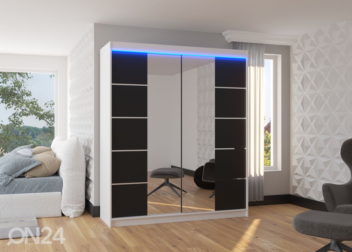 Lükandustega riidekapp 180 cm + LED suurendatud