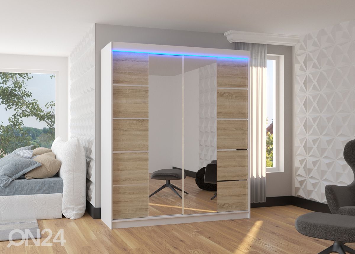 Lükandustega riidekapp 180 cm + LED suurendatud