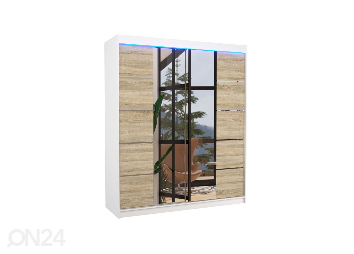 Lükandustega riidekapp 180 cm + LED suurendatud