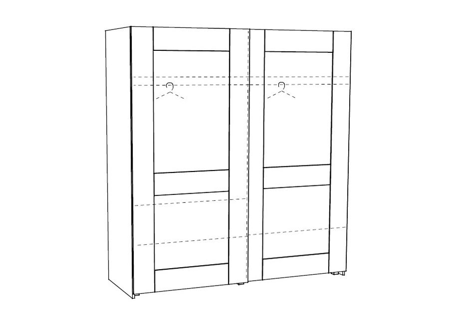 Lükandustega riidekapp 200 cm suurendatud
