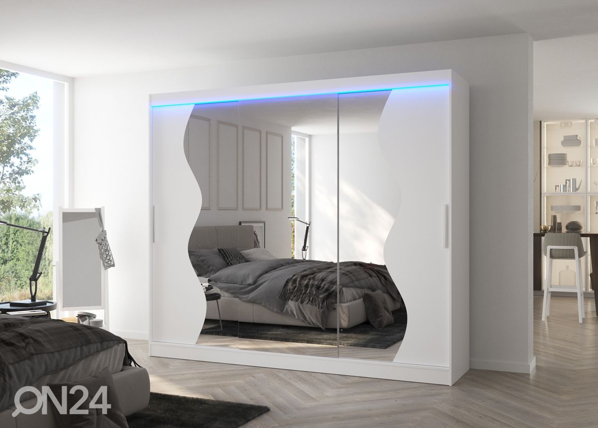 Lükandustega riidekapp 250 cm + LED suurendatud