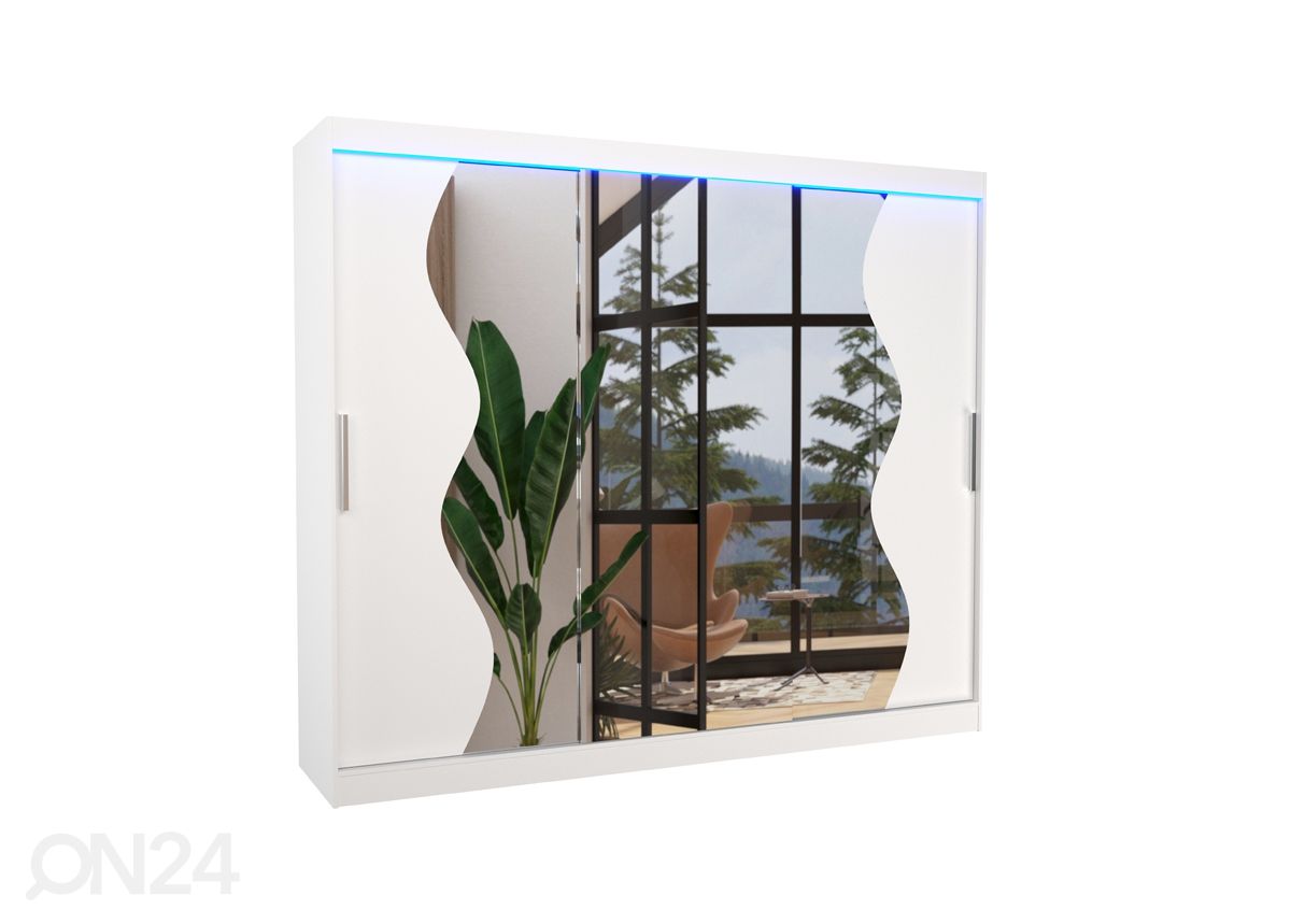 Lükandustega riidekapp 250 cm + LED suurendatud