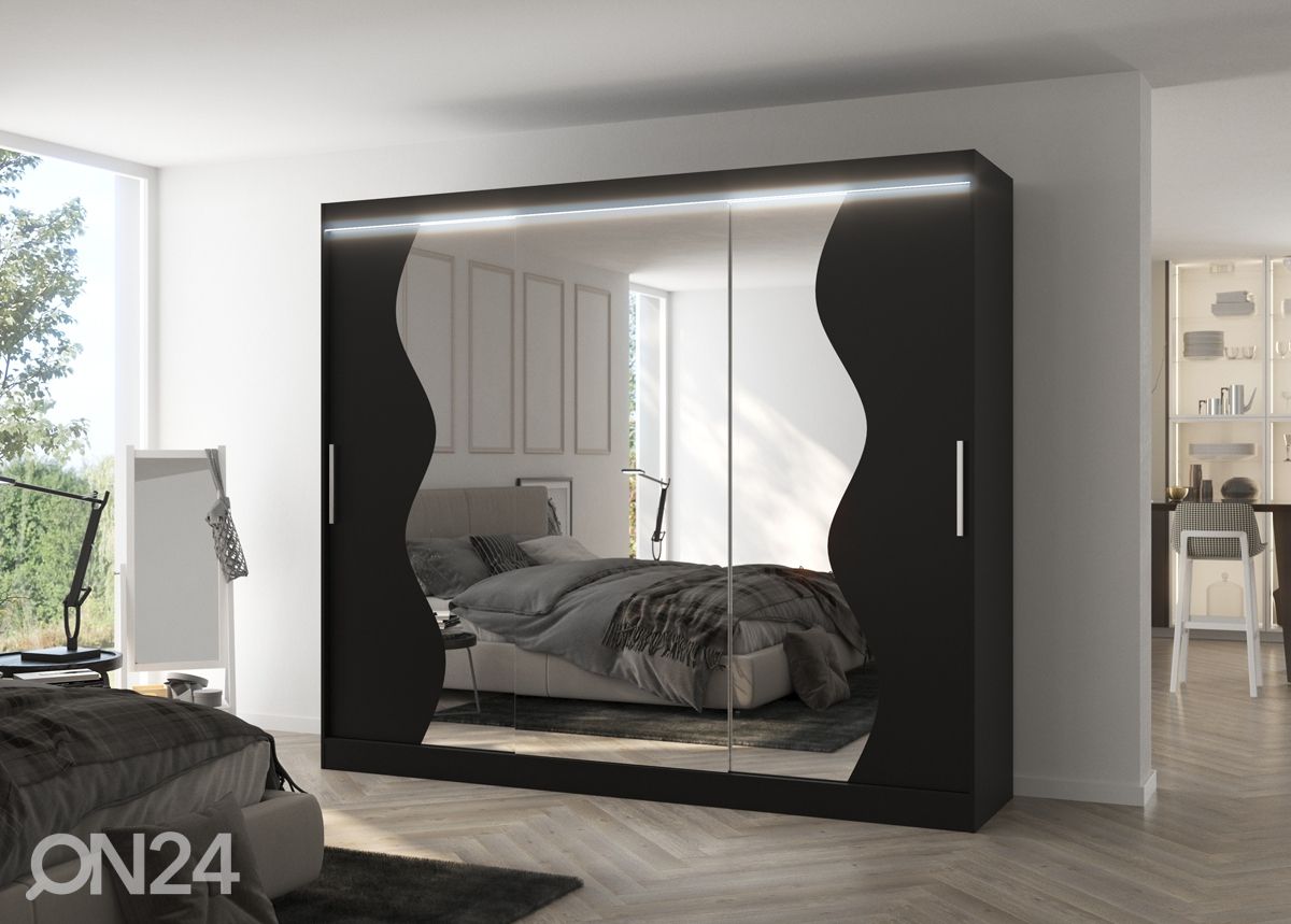 Lükandustega riidekapp 250 cm + LED suurendatud