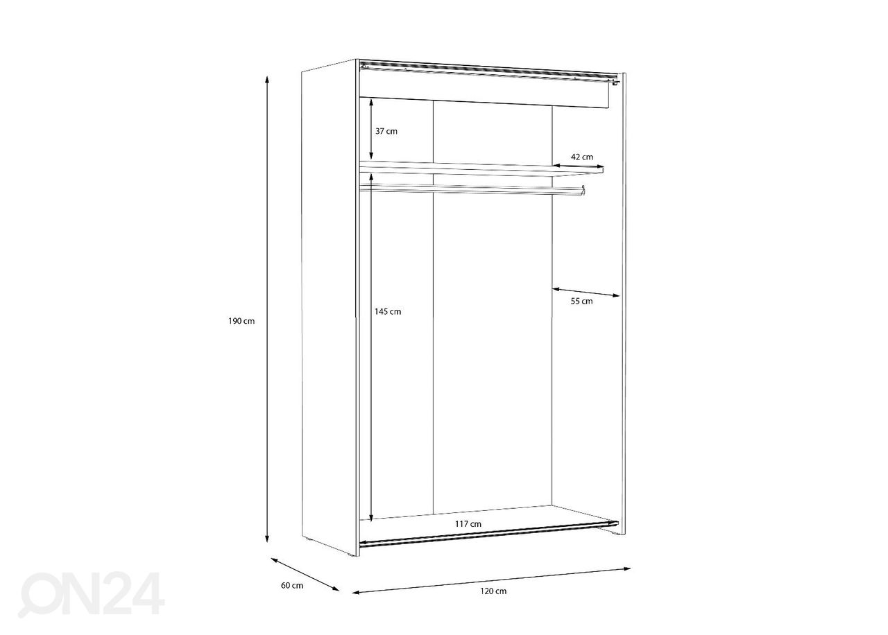 Lükandustega riidekapp Arco 120 cm suurendatud