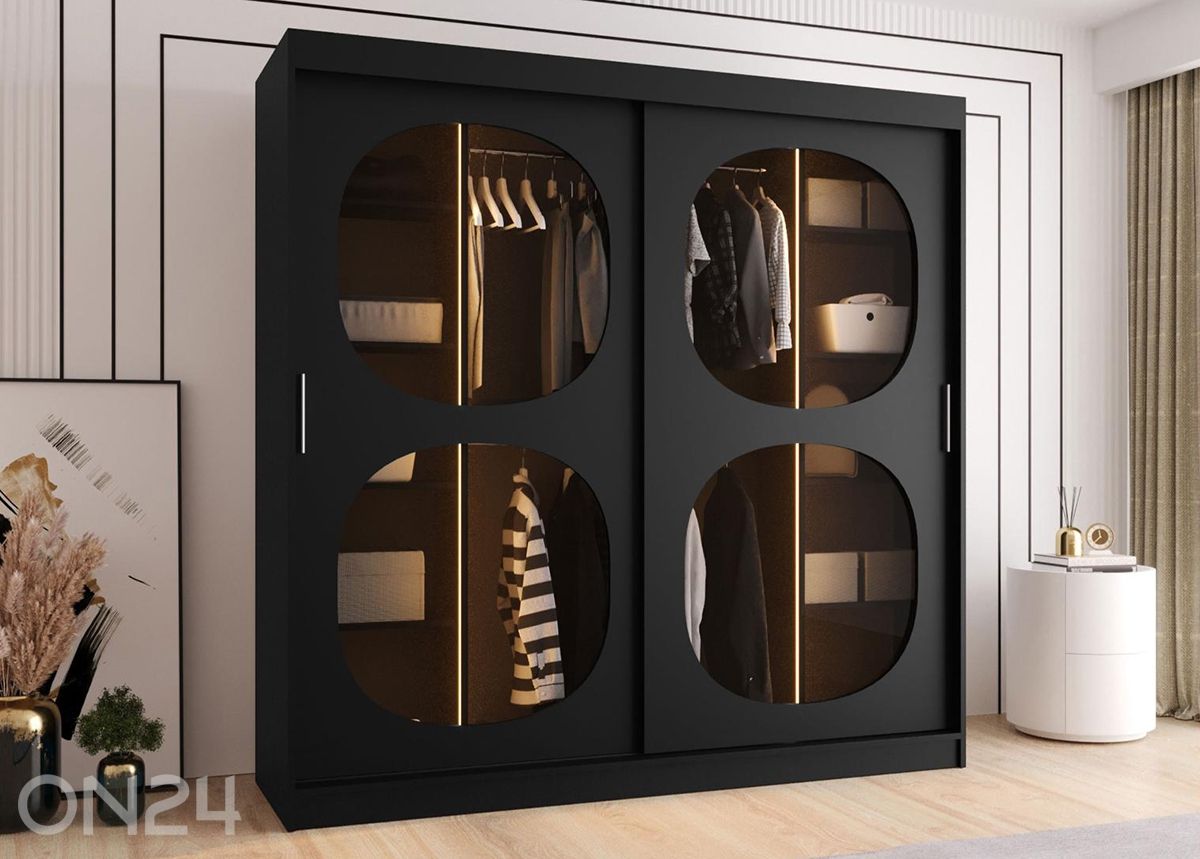 Lükandustega riidekapp Bahrajn 200 cm + LED suurendatud