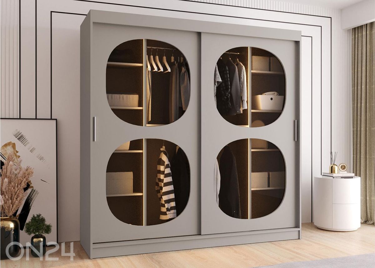 Lükandustega riidekapp Bahrajn 200 cm + LED suurendatud