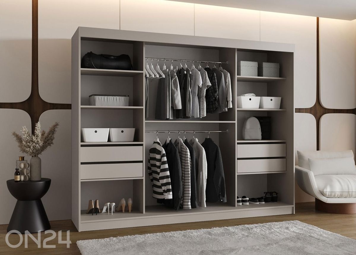 Lükandustega riidekapp Bahrajn 250 cm suurendatud