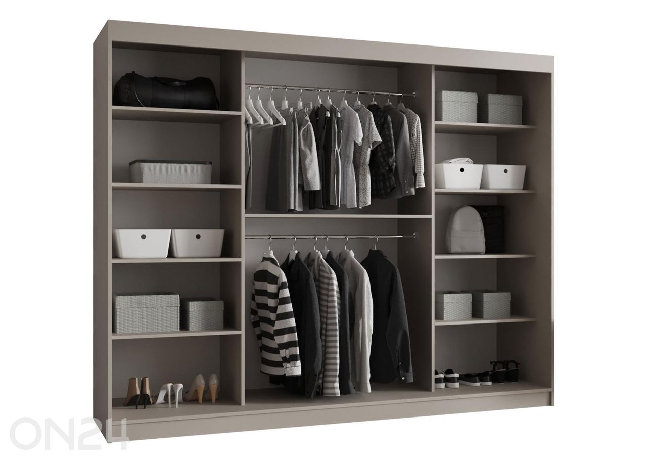 Lükandustega riidekapp Bahrajn 250 cm + LED suurendatud