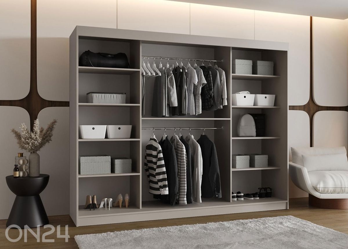 Lükandustega riidekapp Bahrajn 250 cm + LED suurendatud