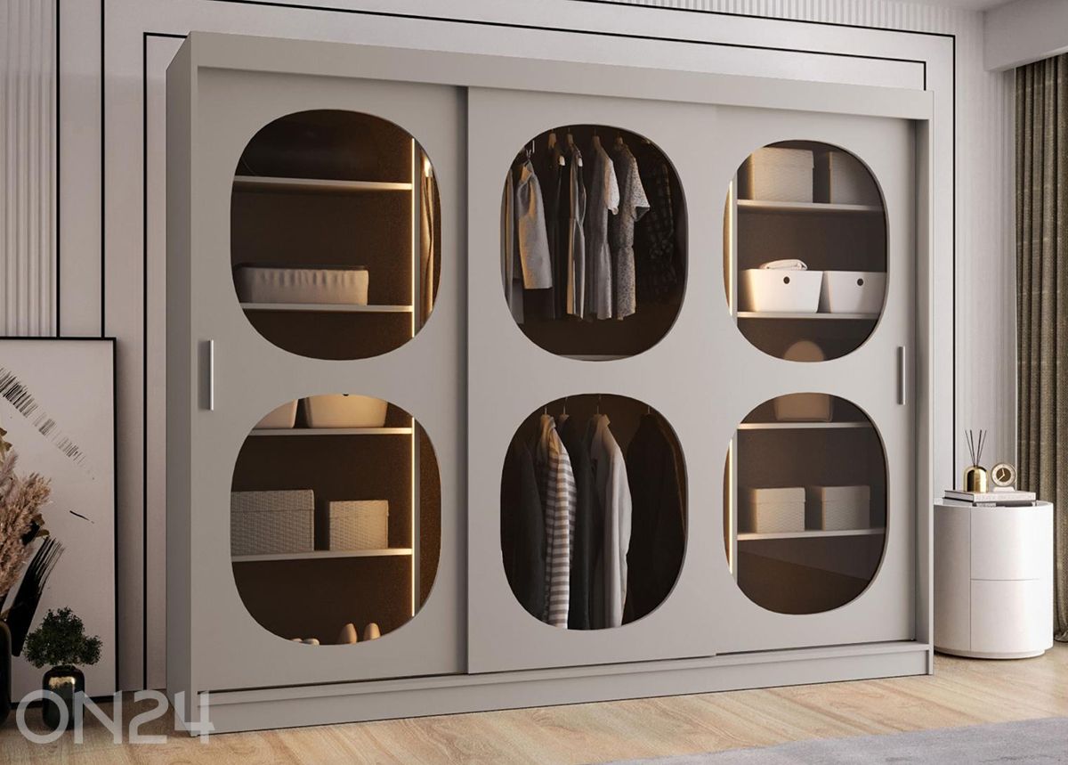 Lükandustega riidekapp Bahrajn 250 cm + LED suurendatud