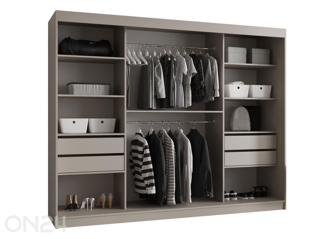 Lükandustega riidekapp Bahrajn 250 cm + LED suurendatud