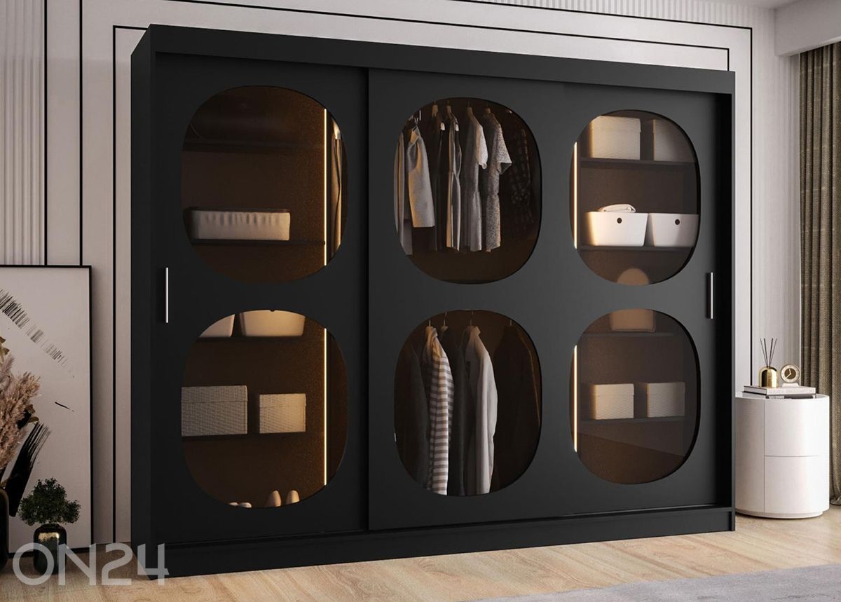 Lükandustega riidekapp Bahrajn 250 cm + LED suurendatud