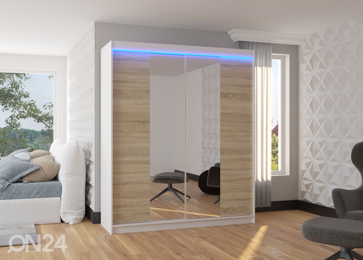 Lükandustega riidekapp Baldwin 180 cm + LED suurendatud