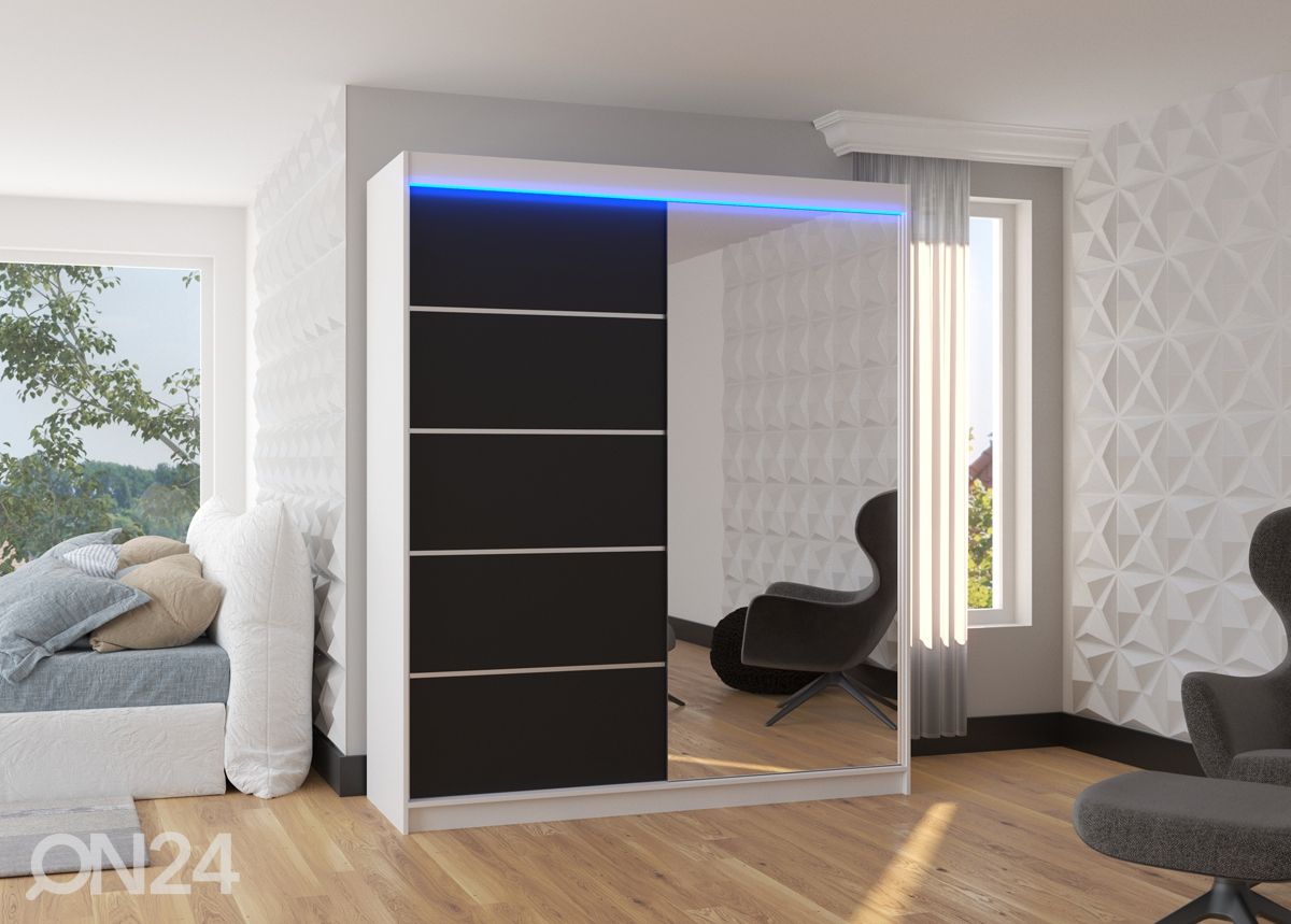 Lükandustega riidekapp Cabo I 180 cm + LED suurendatud