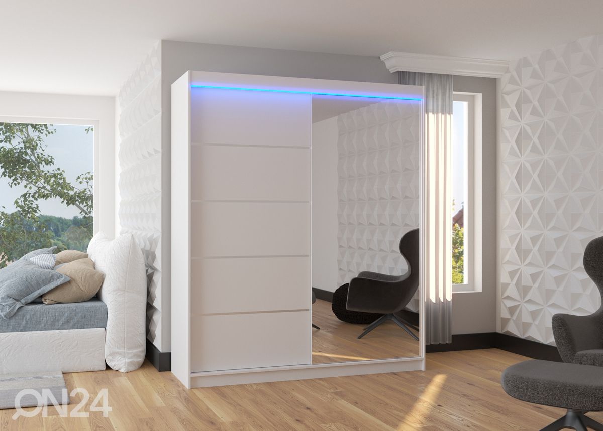 Lükandustega riidekapp Cabo I 180 cm + LED suurendatud
