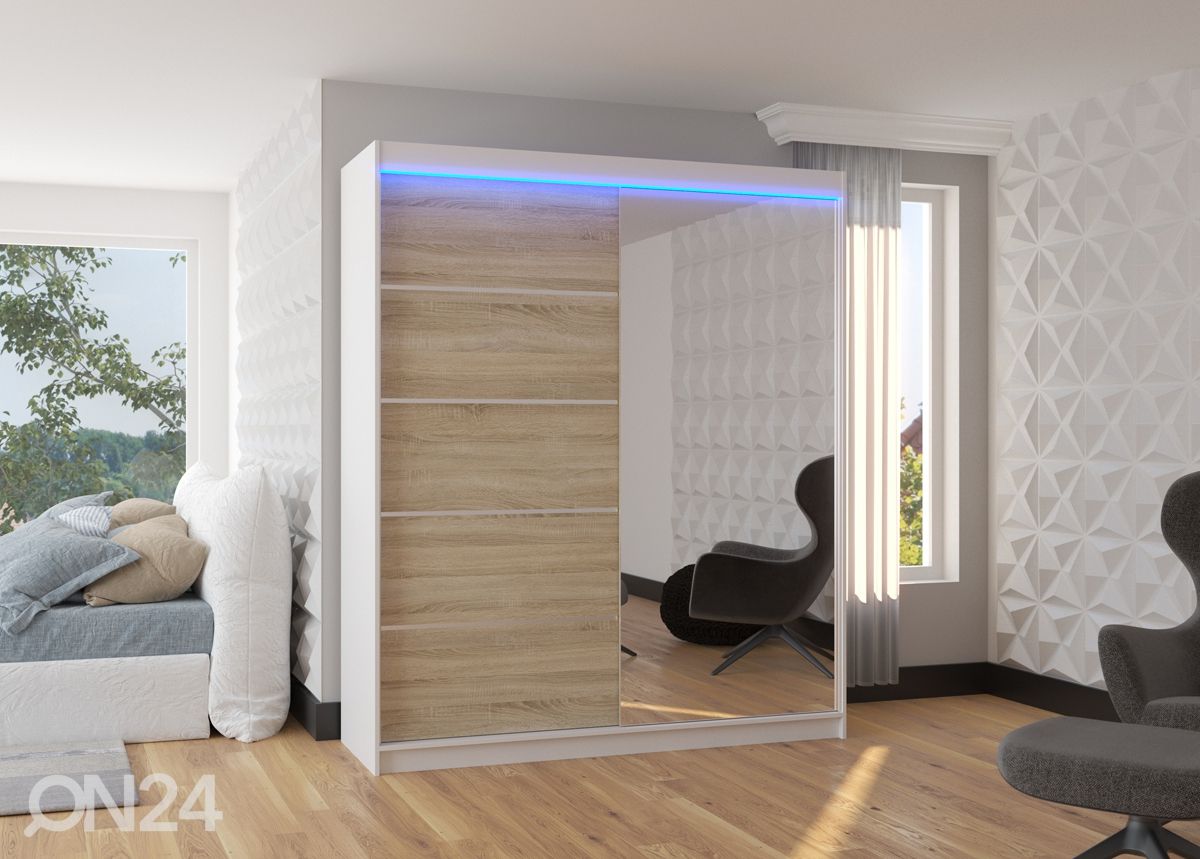 Lükandustega riidekapp Cabo I 180 cm + LED suurendatud