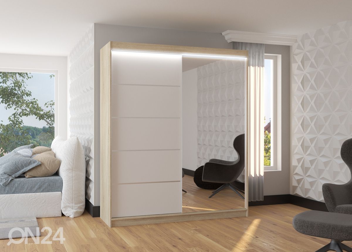 Lükandustega riidekapp Cabo I 180 cm + LED suurendatud