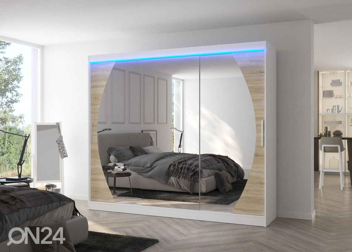 Lükandustega riidekapp Camden 250 cm + LED suurendatud