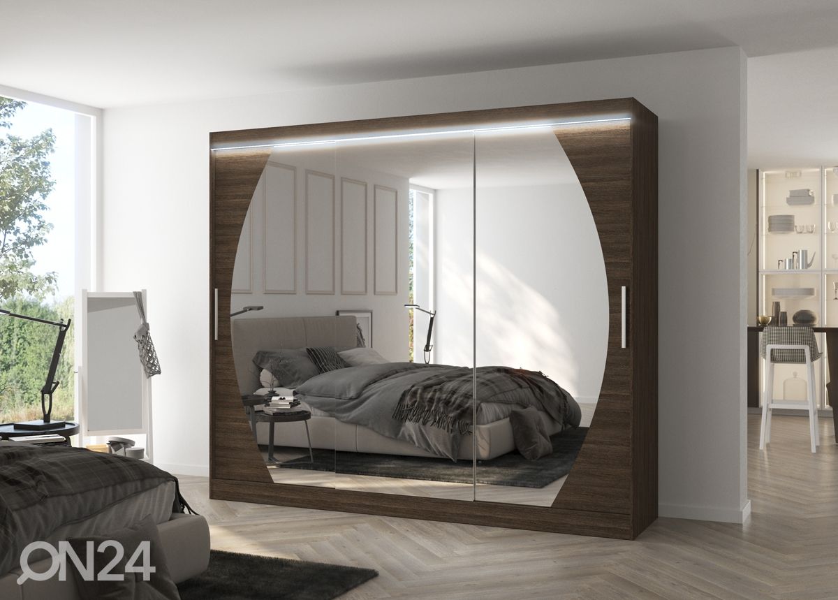 Lükandustega riidekapp Camden 250 cm + LED suurendatud