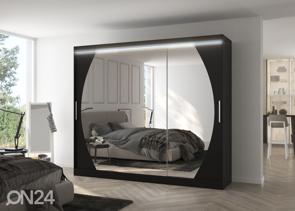 Lükandustega riidekapp Camden 250 cm + LED suurendatud