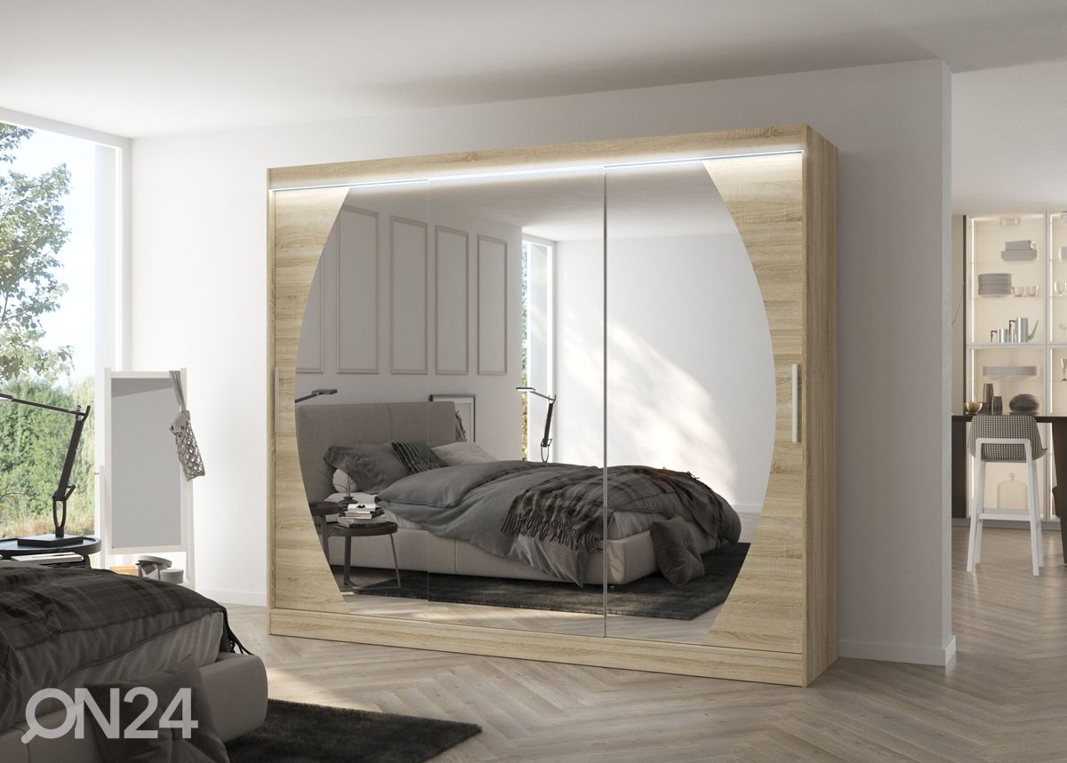 Lükandustega riidekapp Camden 250 cm + LED suurendatud