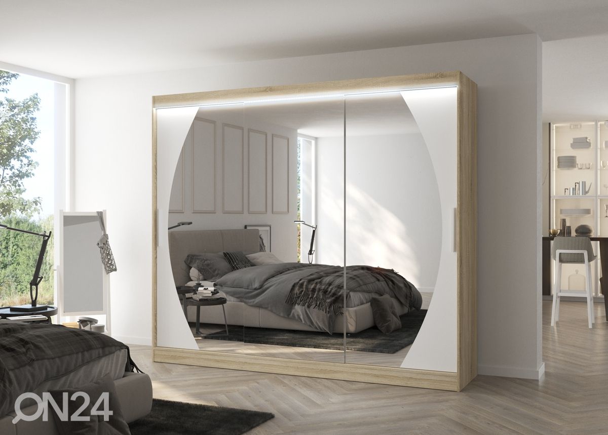 Lükandustega riidekapp Camden 250 cm + LED suurendatud