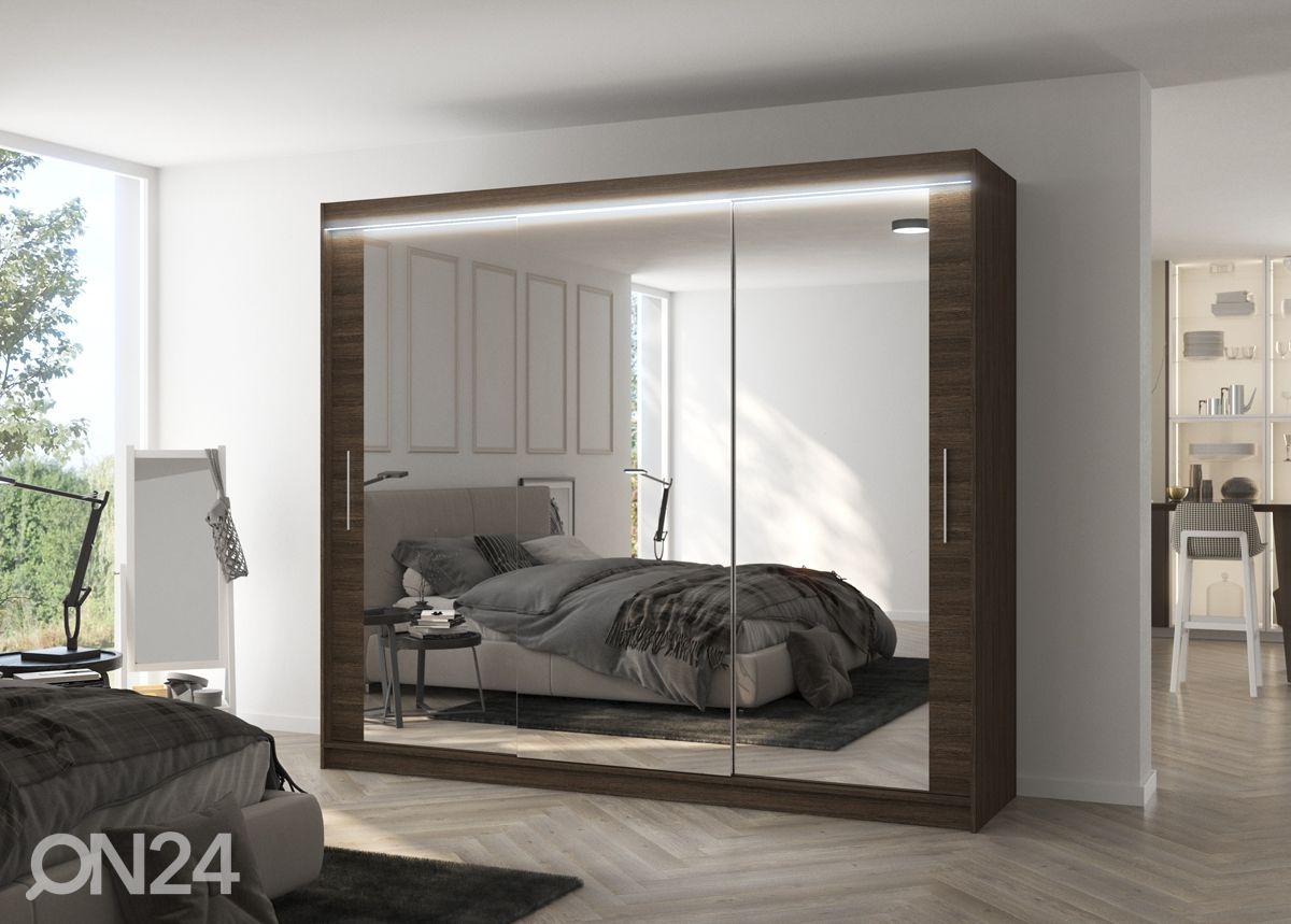 Lükandustega riidekapp Charlotte 250 cm + LED suurendatud