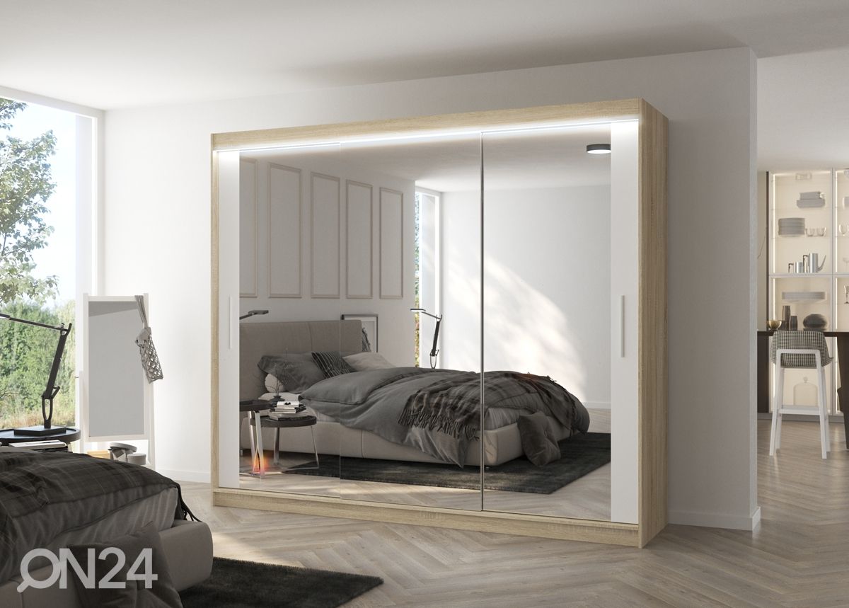 Lükandustega riidekapp Charlotte 250 cm + LED suurendatud