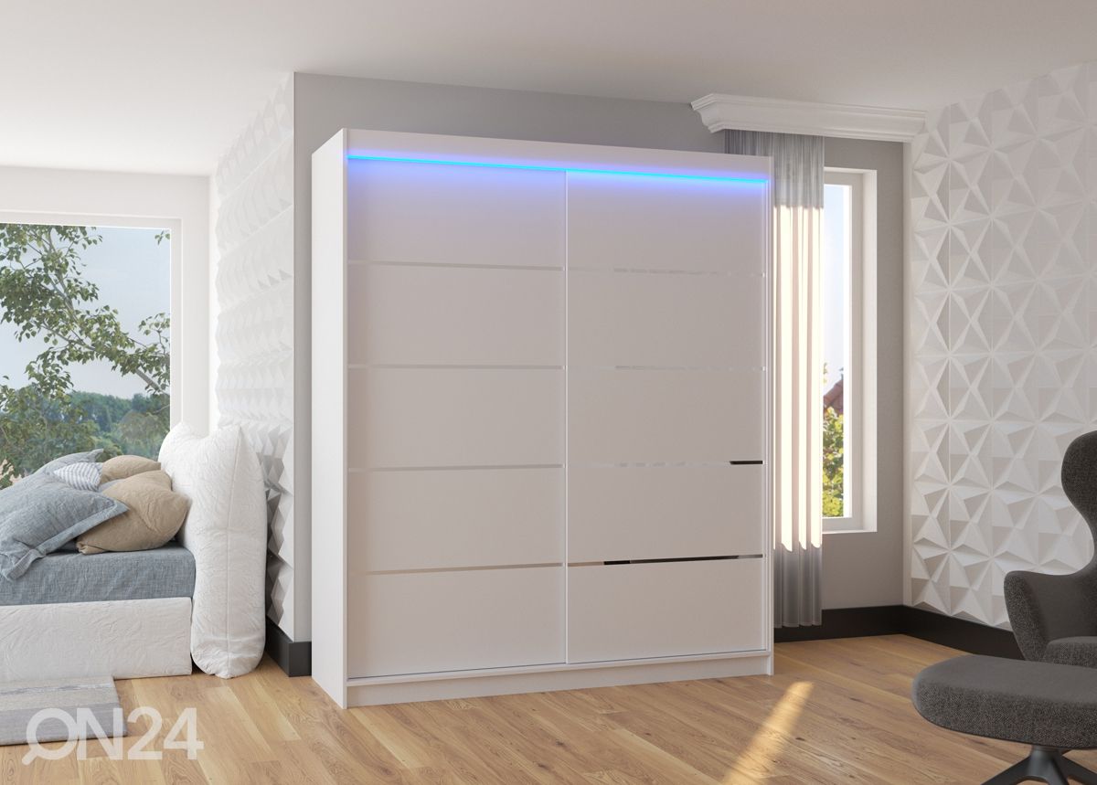 Lükandustega riidekapp Davi I 180 cm + LED suurendatud