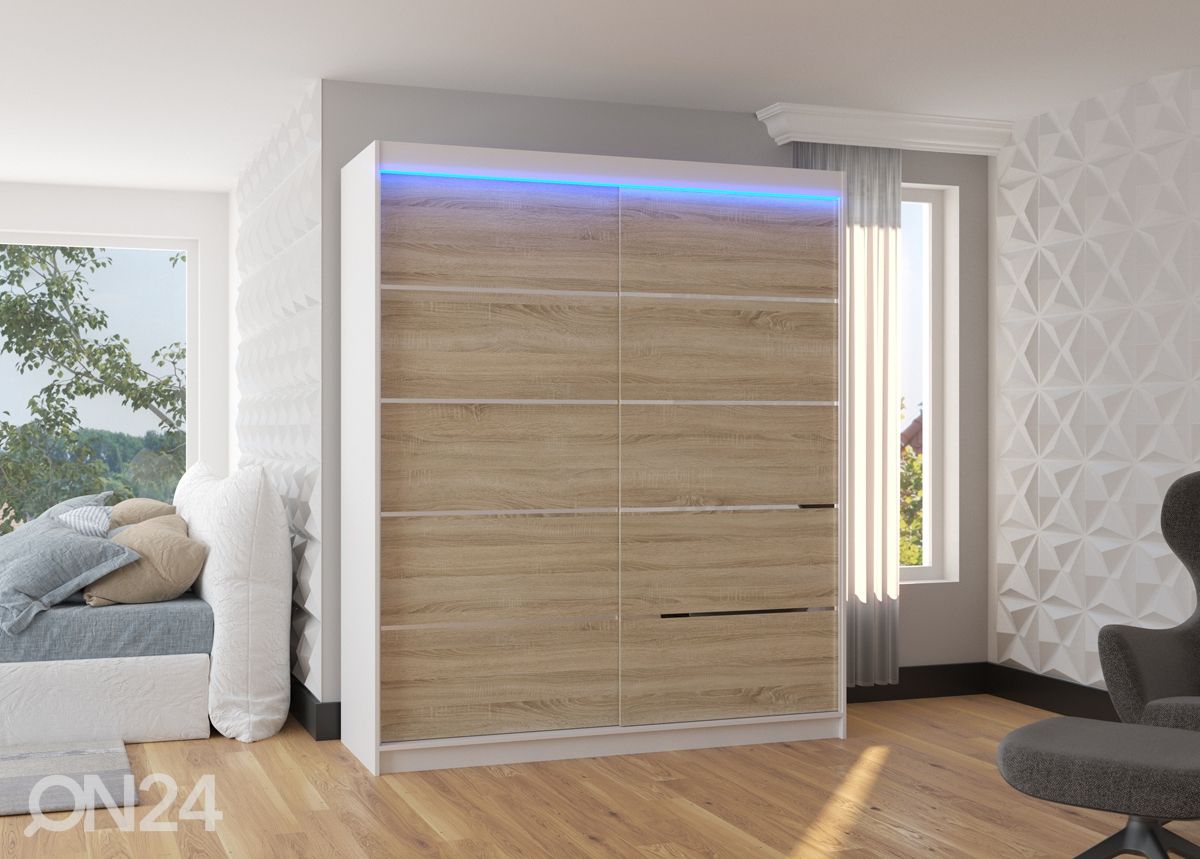 Lükandustega riidekapp Davi I 180 cm + LED suurendatud