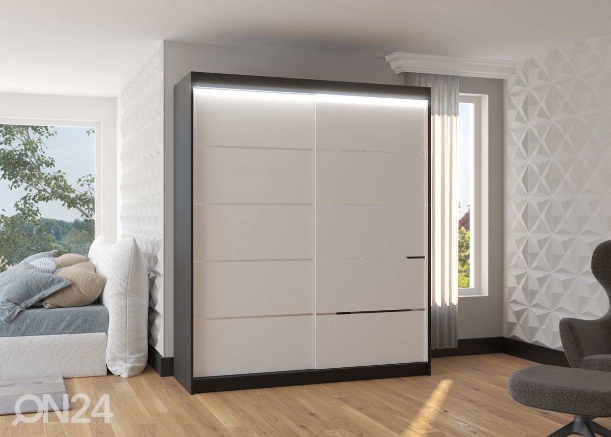 Lükandustega riidekapp Davi I 180 cm + LED suurendatud