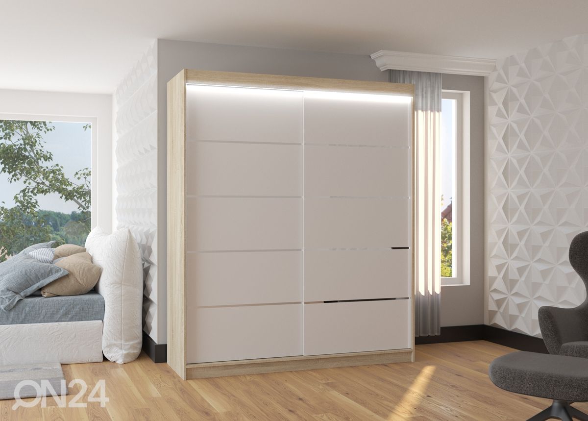Lükandustega riidekapp Davi I 180 cm + LED suurendatud
