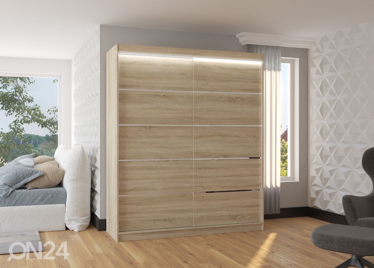 Lükandustega riidekapp Davi I 180 cm + LED suurendatud