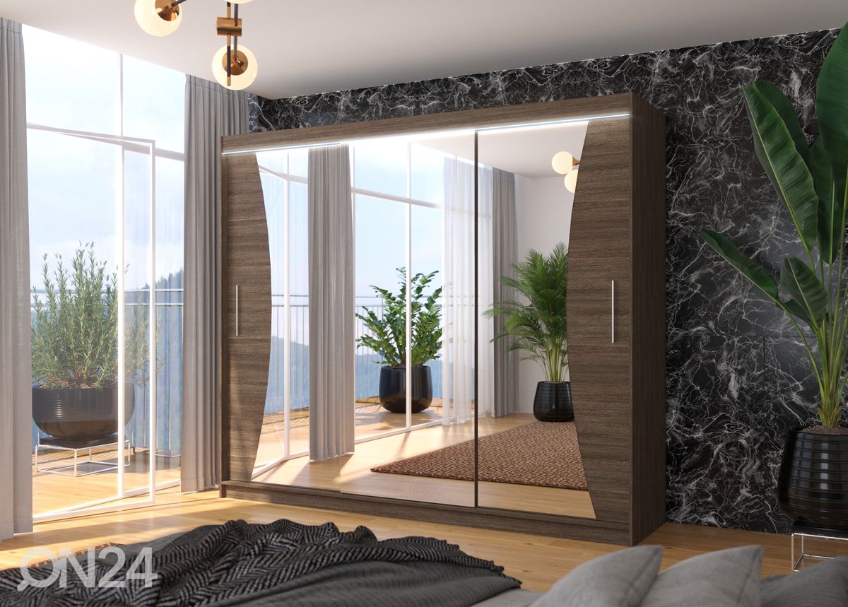 Lükandustega riidekapp Dixon 250 cm + LED suurendatud