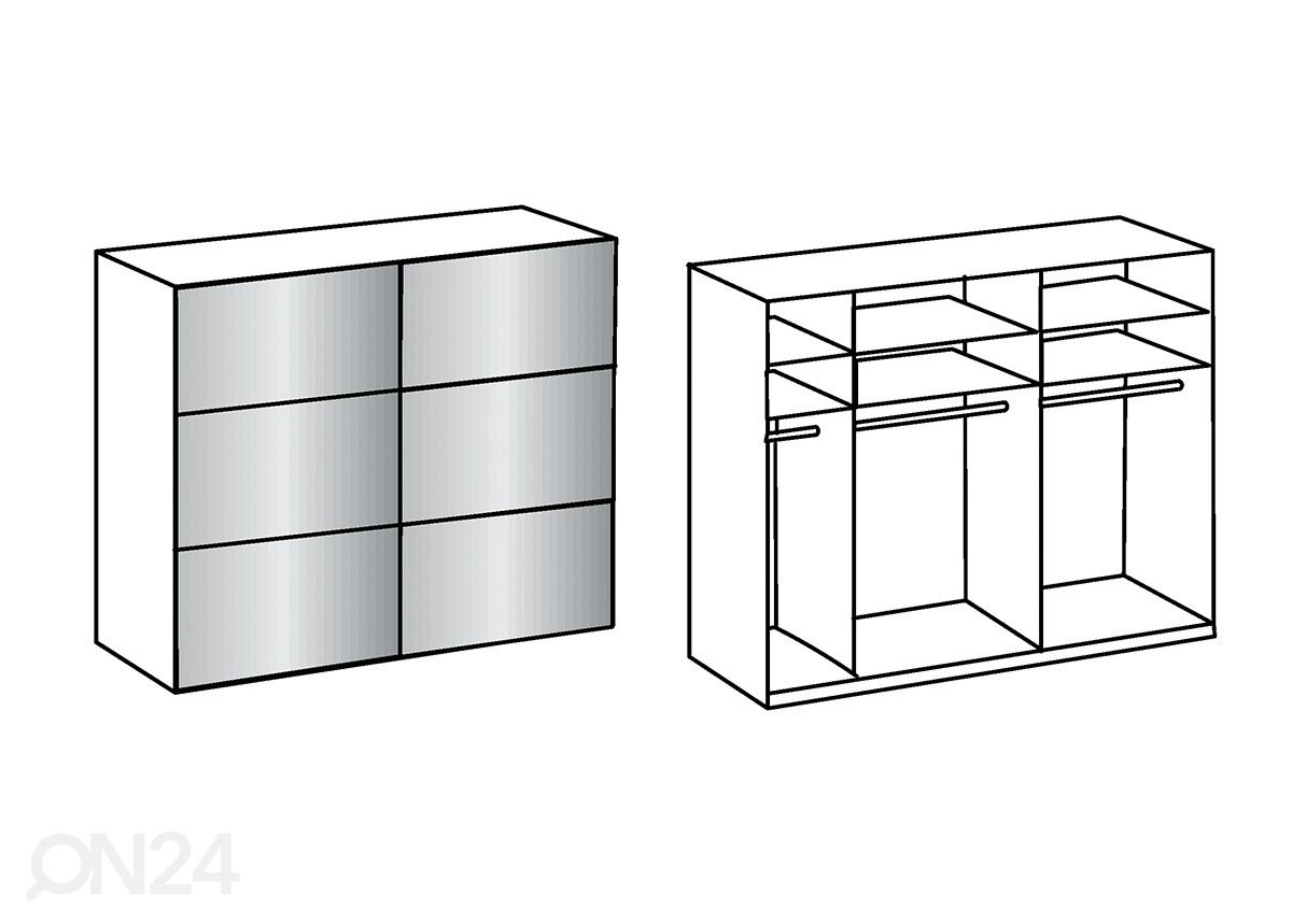 Lükandustega riidekapp Escape 250 cm suurendatud
