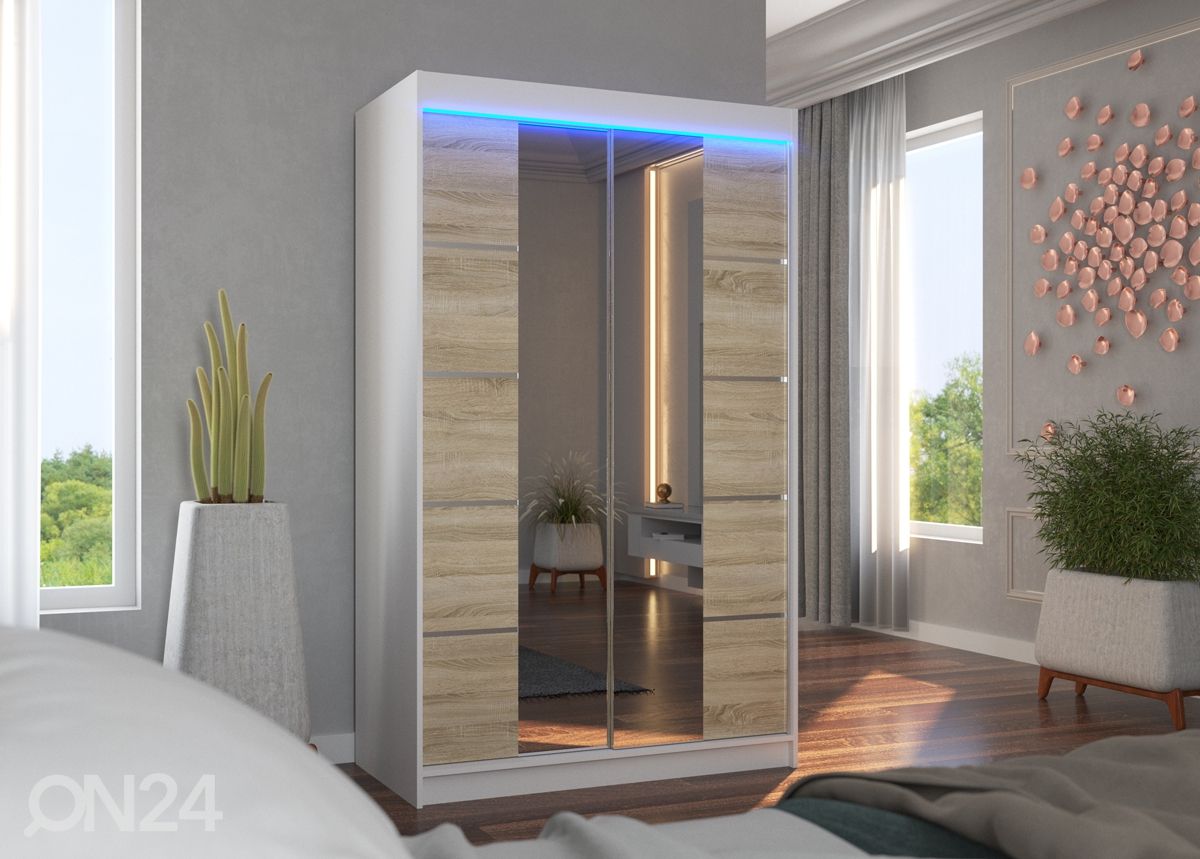 Lükandustega riidekapp Fiona I 120 cm + LED suurendatud