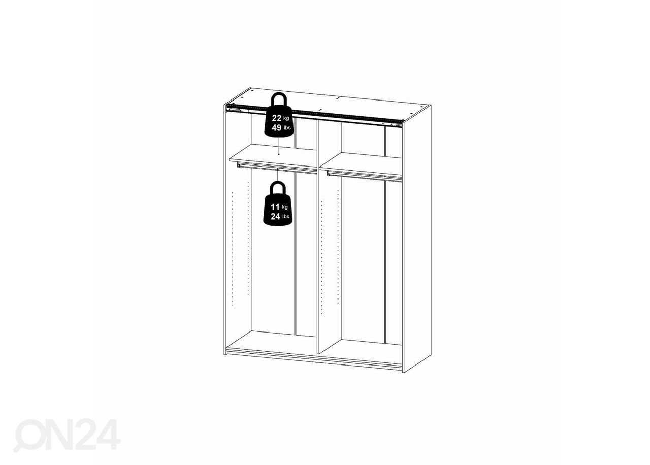Lükandustega riidekapp Firenze 150 cm suurendatud