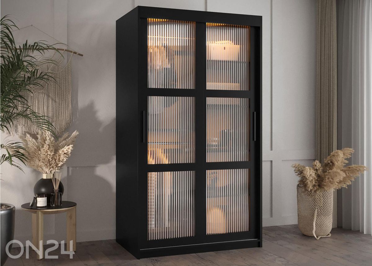 Lükandustega riidekapp Flutes 100 cm + LED suurendatud