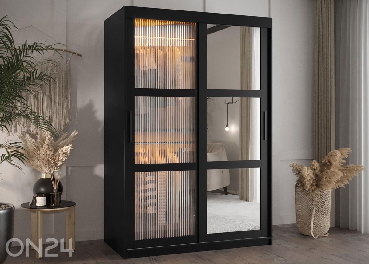 Lükandustega riidekapp Flutes 120 cm + LED suurendatud