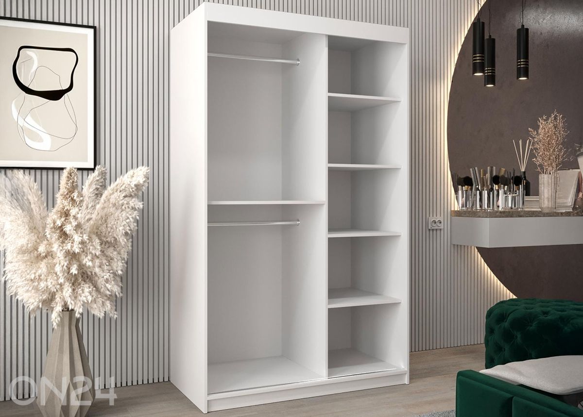 Lükandustega riidekapp Flutes 120 cm + LED suurendatud